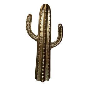 Gold Metal Chunky Cactus Decor Heavy Collection
